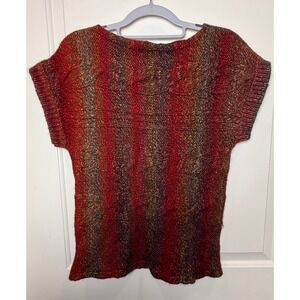 Fiore Blu Made in‎ Italy Wool Blend Knit Top Red Rust Plaid Textured Sweater M